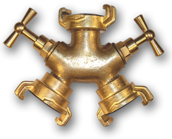 Geka Type Claw Fitting - 3 Way Connector with Bib Taps