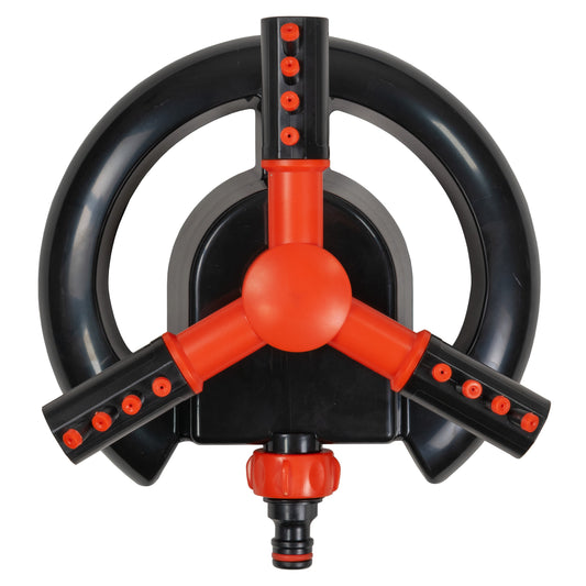 3-Arm Adjustable Rotating Lawn Sprinkler (Black/Orange)