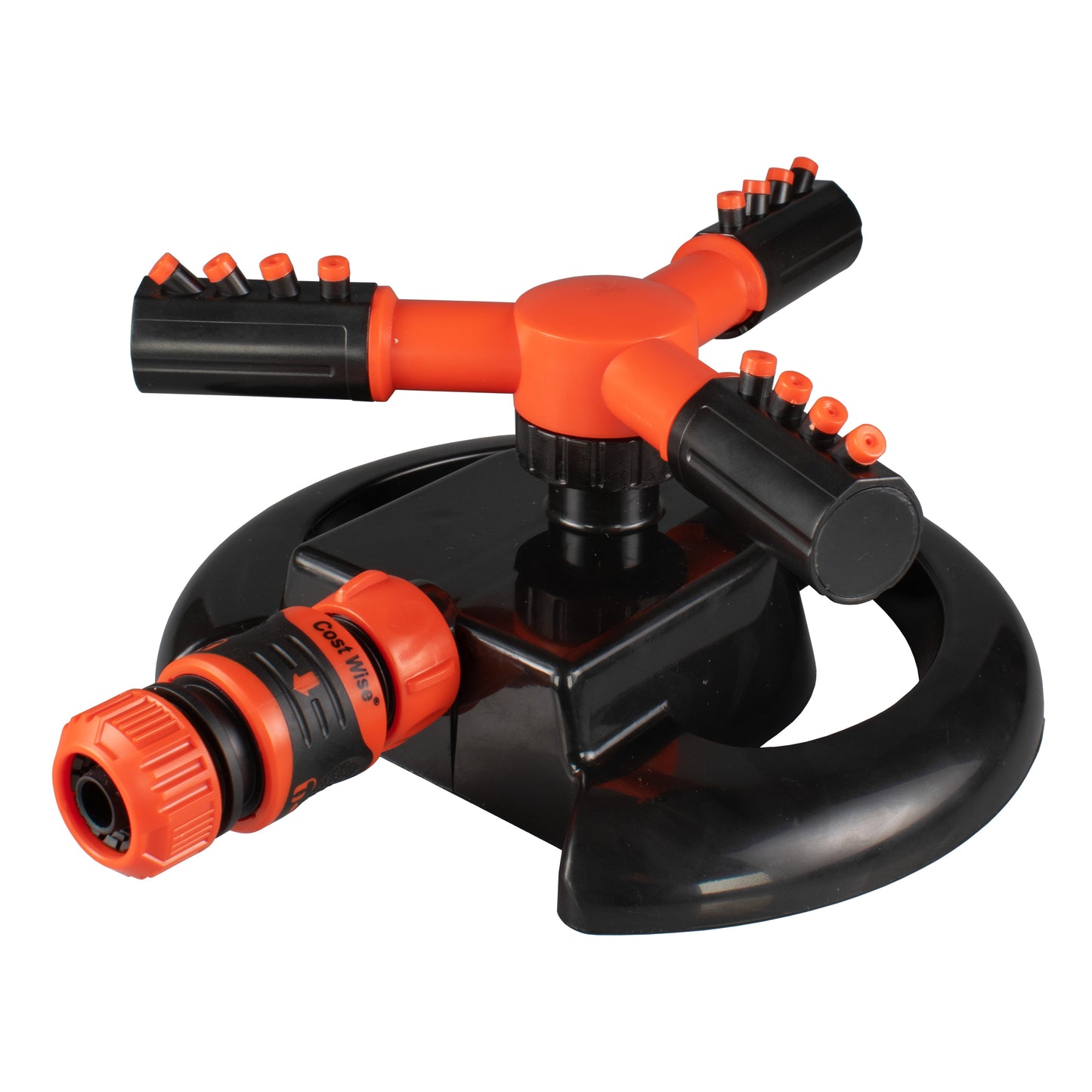 3-Arm Adjustable Rotating Lawn Sprinkler (Black/Orange)