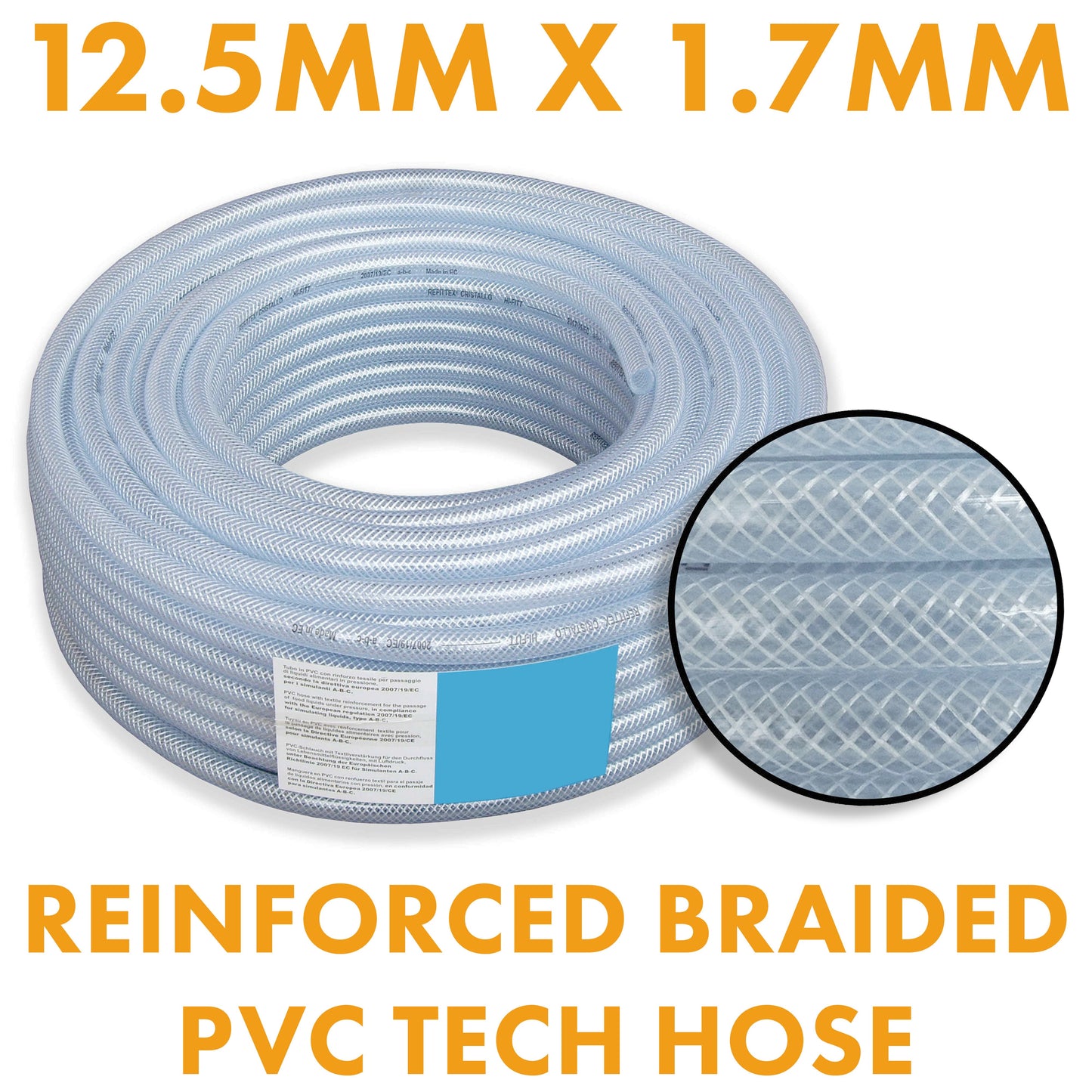 12.5mm Transparent Braided Reinforced PVC Hose