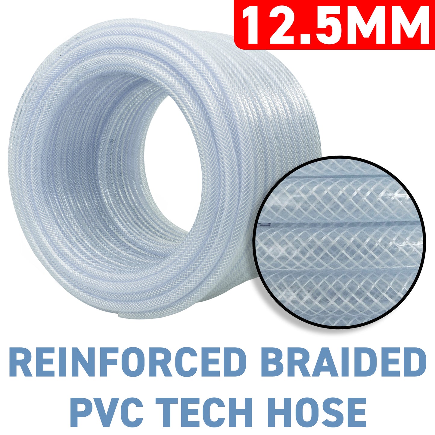 12.5mm Transparent Braided Reinforced PVC Hose