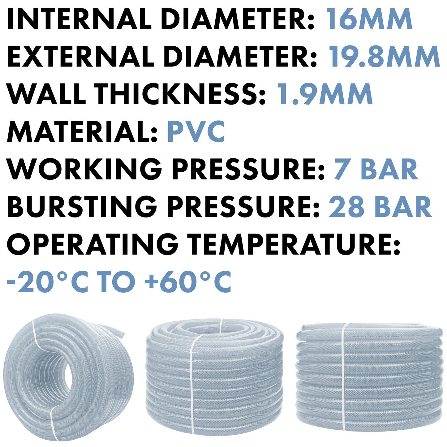 16mm Transparent Braided Reinforced PVC Hose