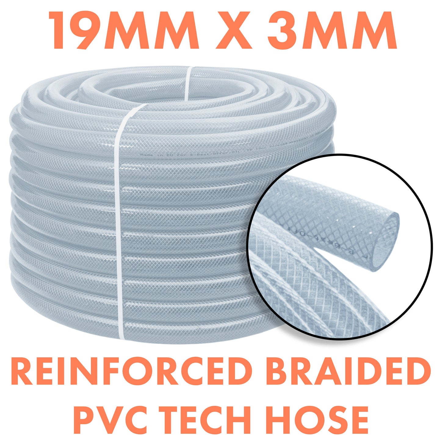 19mm Transparent Braided Reinforced PVC Hose