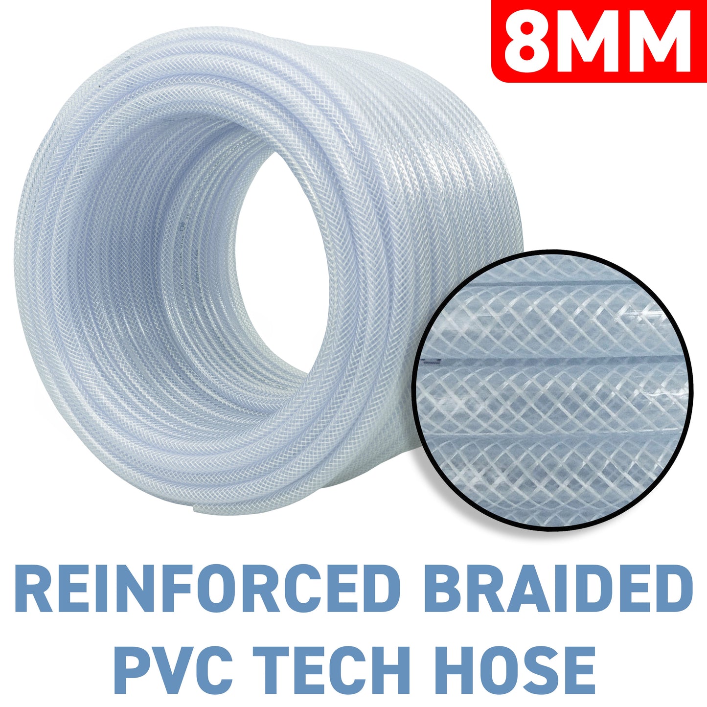 8mm Transparent Braided Reinforced PVC Hose