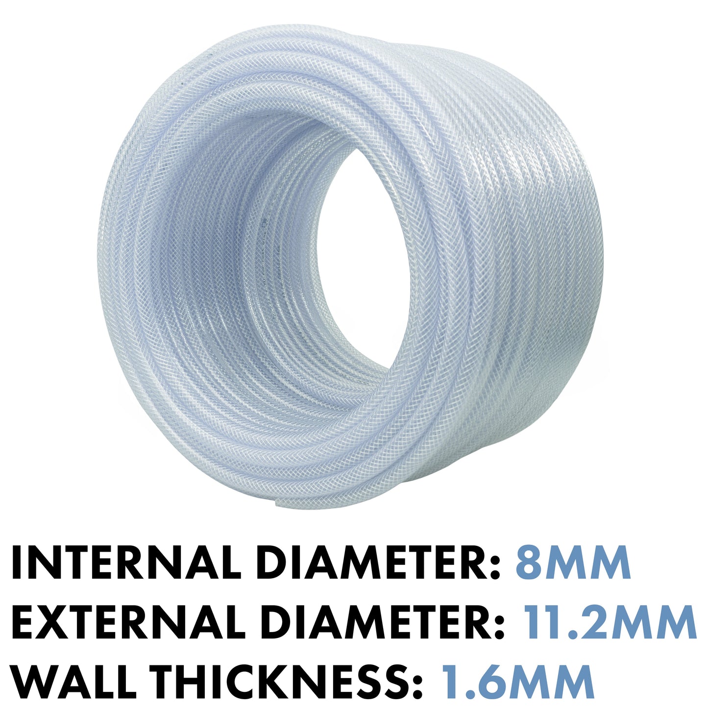 8mm Transparent Braided Reinforced PVC Hose
