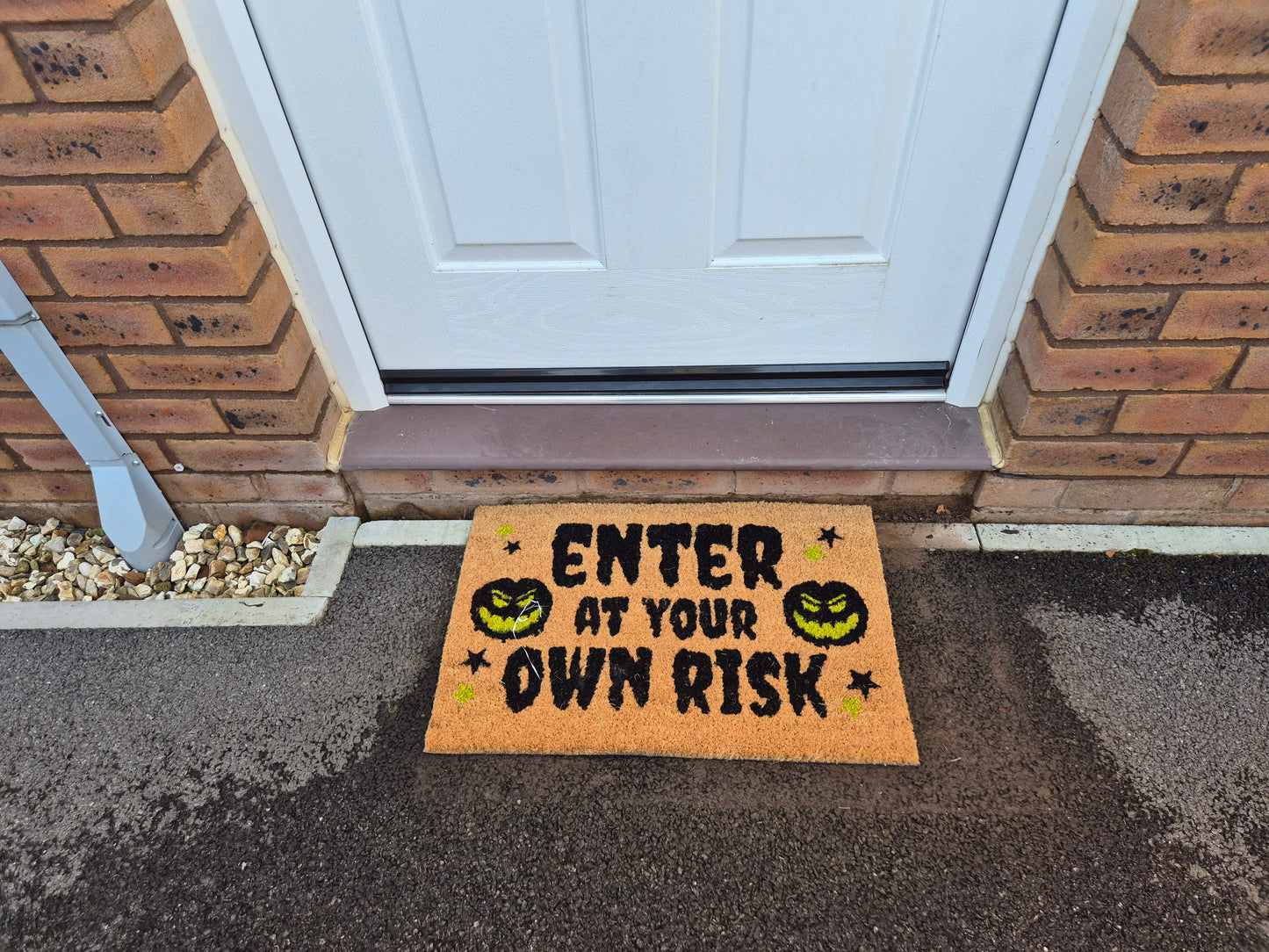 'Enter At Your Own Risk' Coir Fibre Doormat with Rubber Backing (60cm x 40cm)