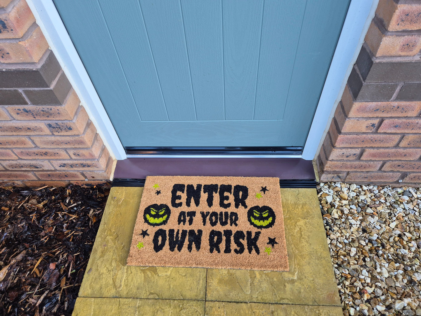'Enter At Your Own Risk' Coir Fibre Doormat with Rubber Backing (60cm x 40cm)