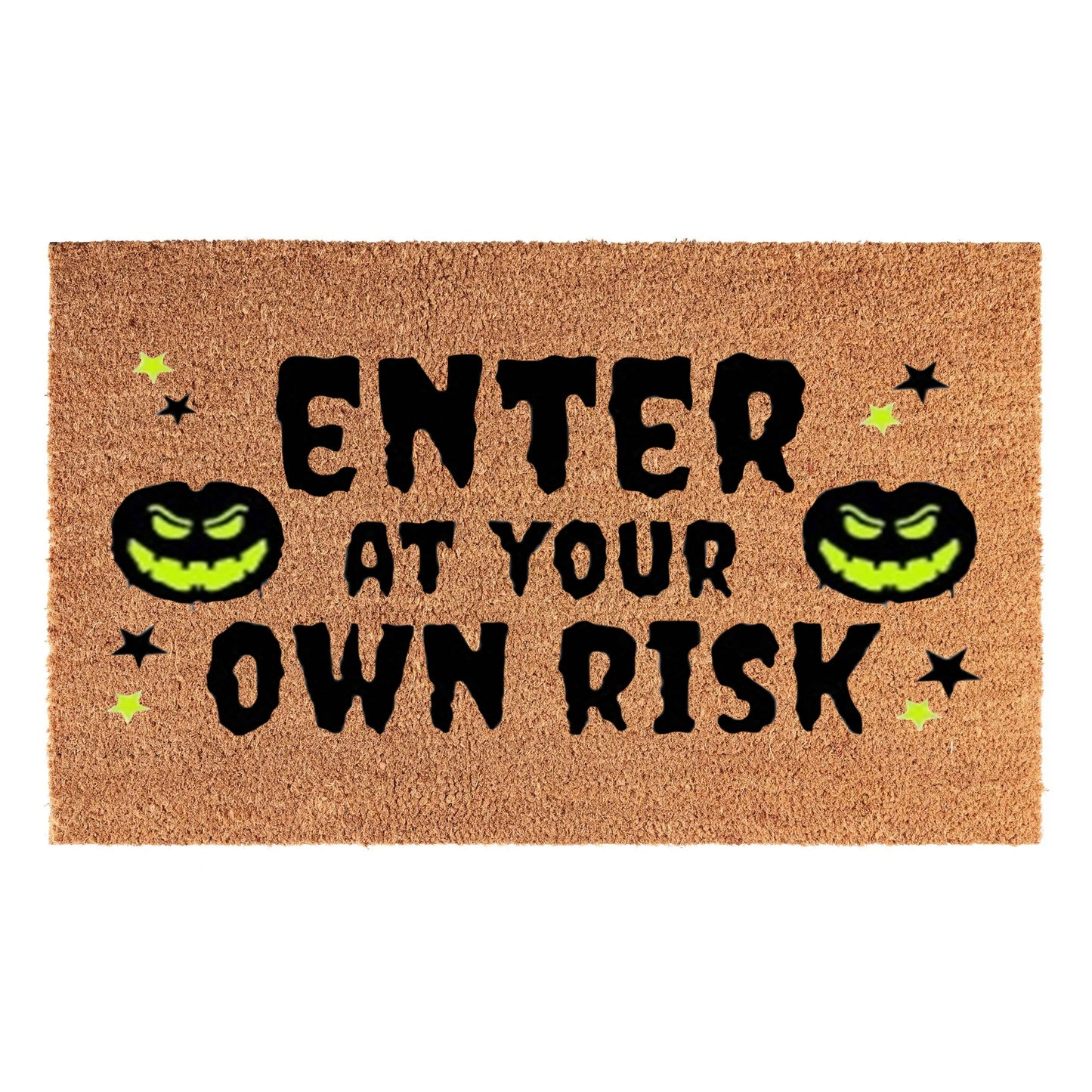 'Enter At Your Own Risk' Coir Fibre Doormat with Rubber Backing (60cm x 40cm)
