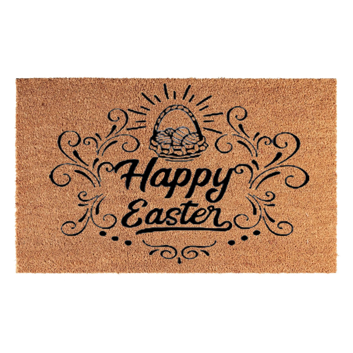 'Happy Easter' Coir Fibre Doormat with Rubber Backing (60cm x 40cm)