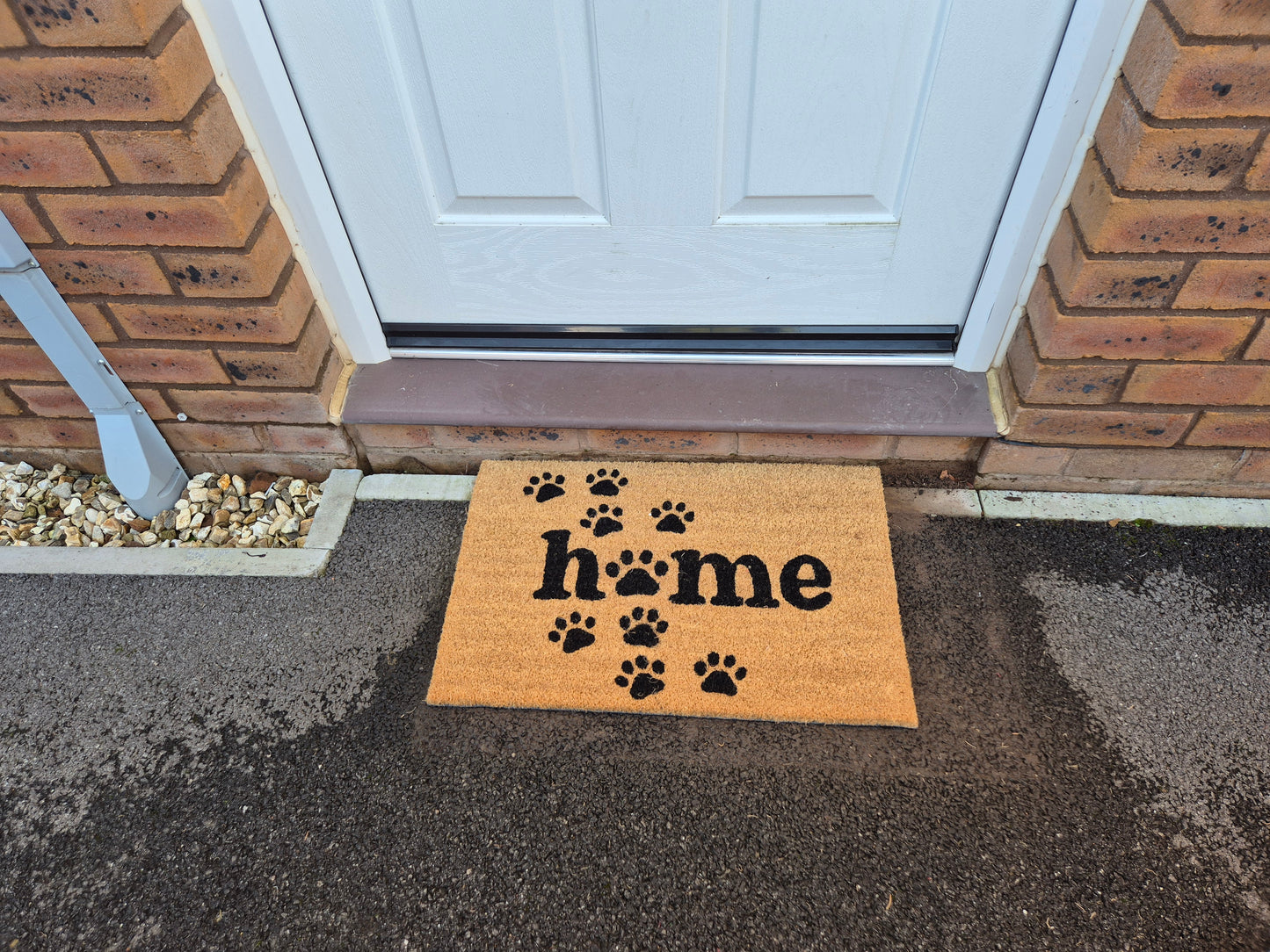 'Home' Paw Print Coir Fibre Doormat with Rubber Backing (60cm x 40cm)