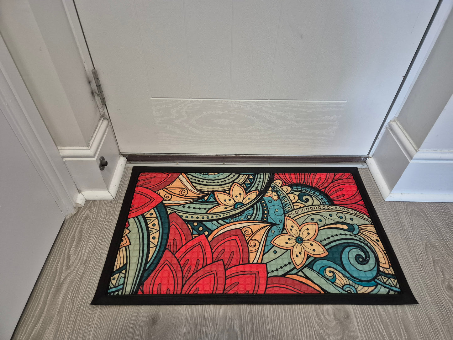 Mosaic Flower Print Embossed Textured Door Mat (45cm x 75cm)