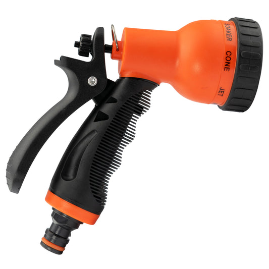 Hose Gun Water Sprayer 8-Pattern (Black/Orange)