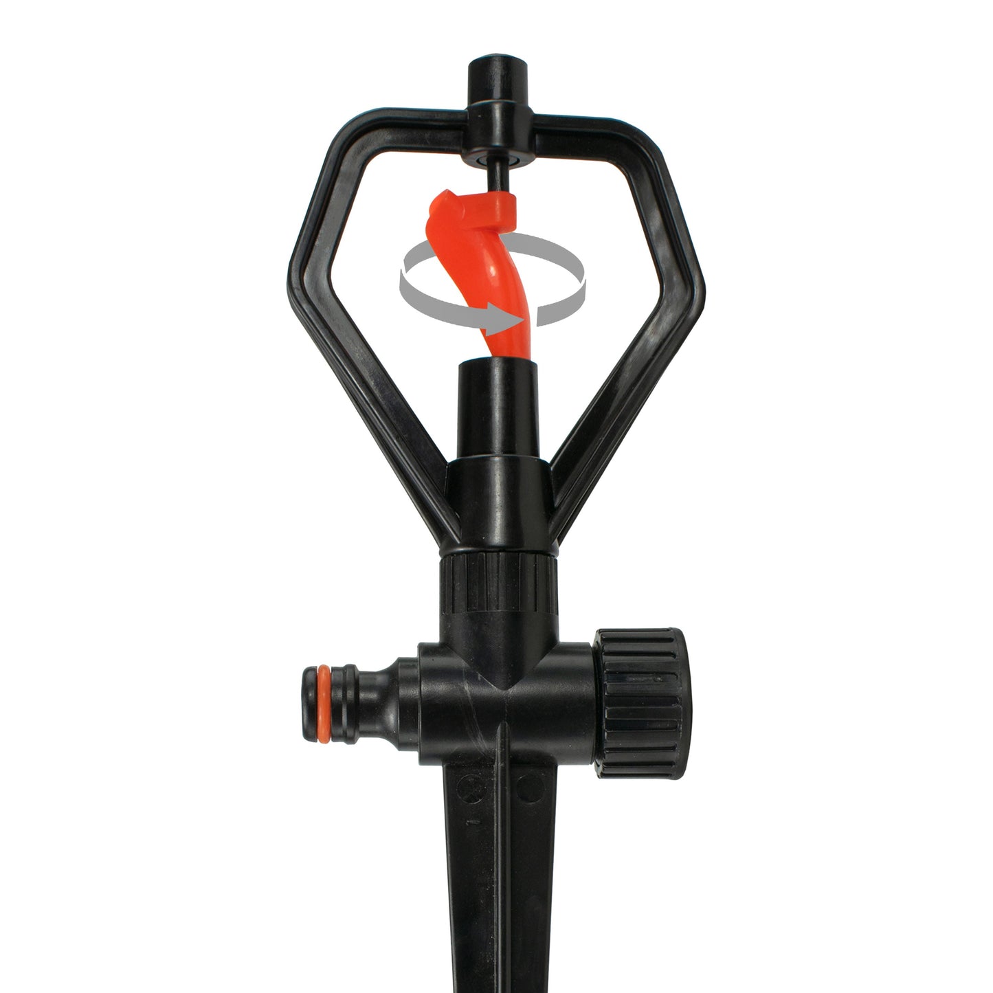 Rotary Butterfly Lawn Sprinkler on Spike (Black/Orange)