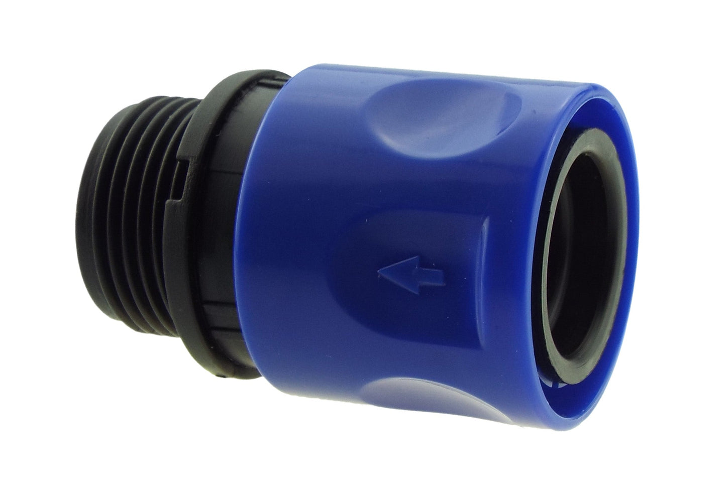 Water Butt Connector 3/4" BSP with Valve and Click-Lock Connector Blue