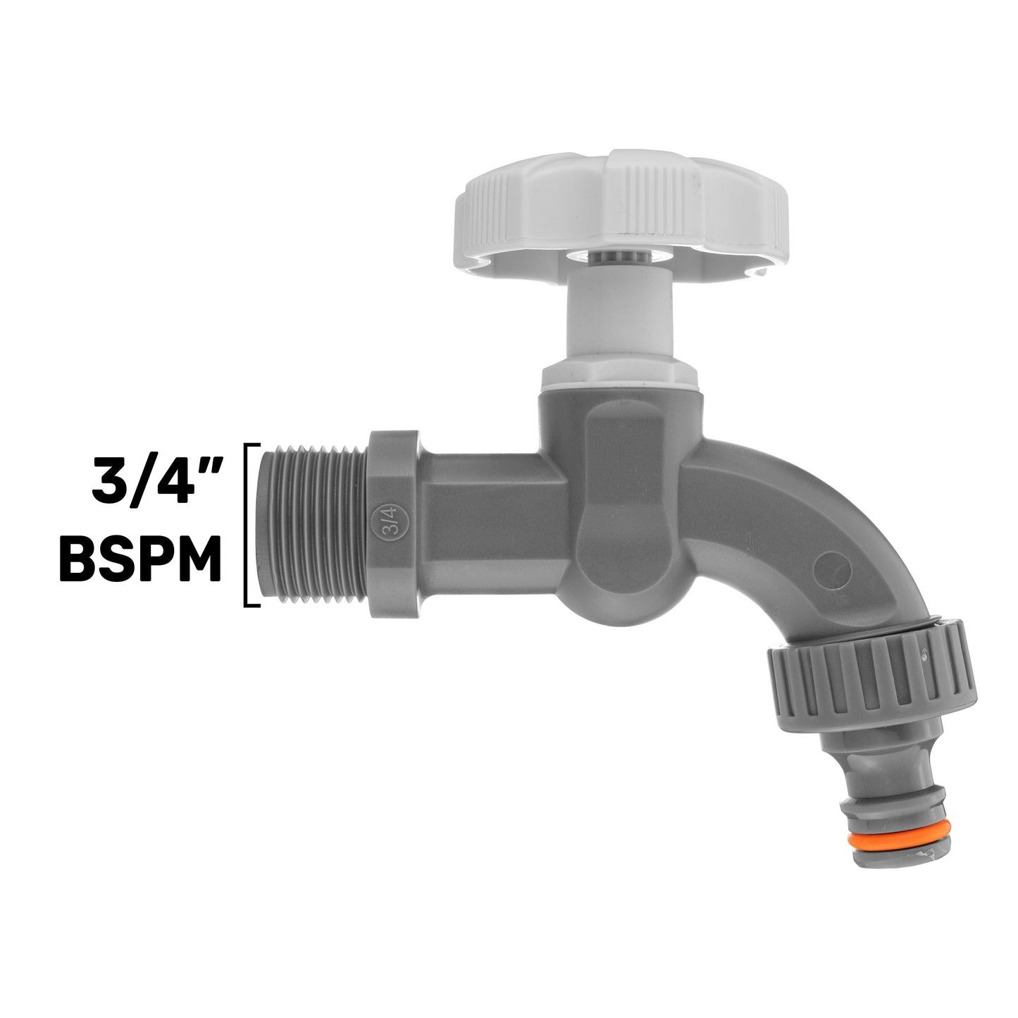 Plastic Quick Connect Tap 3/4" BSPM (Grey/White)