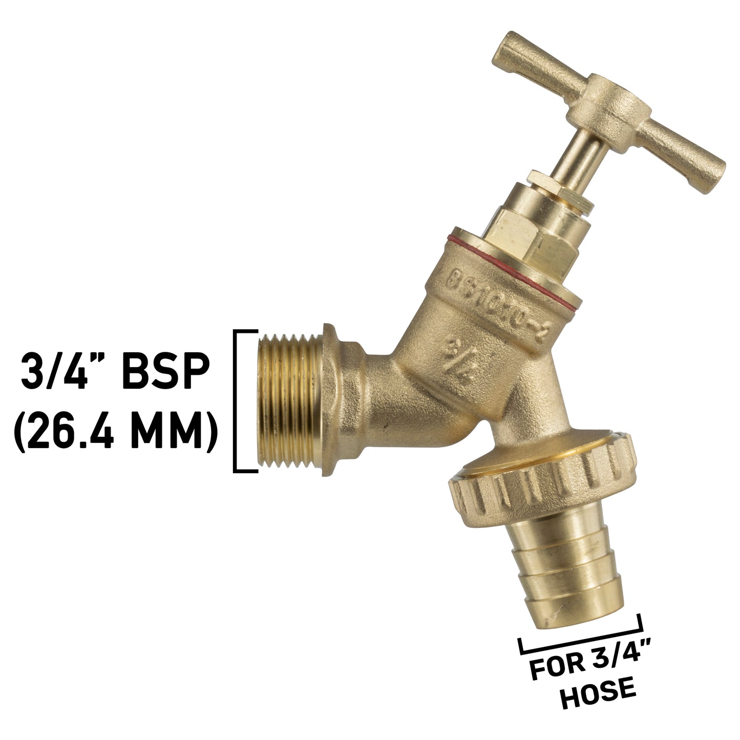 25mm MDPE Wall Flange with Brass Garden Tap 3/4" Barb