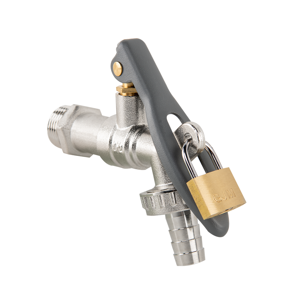 20mm MDPE Wall Flange with Barbed Lever Lock Tap