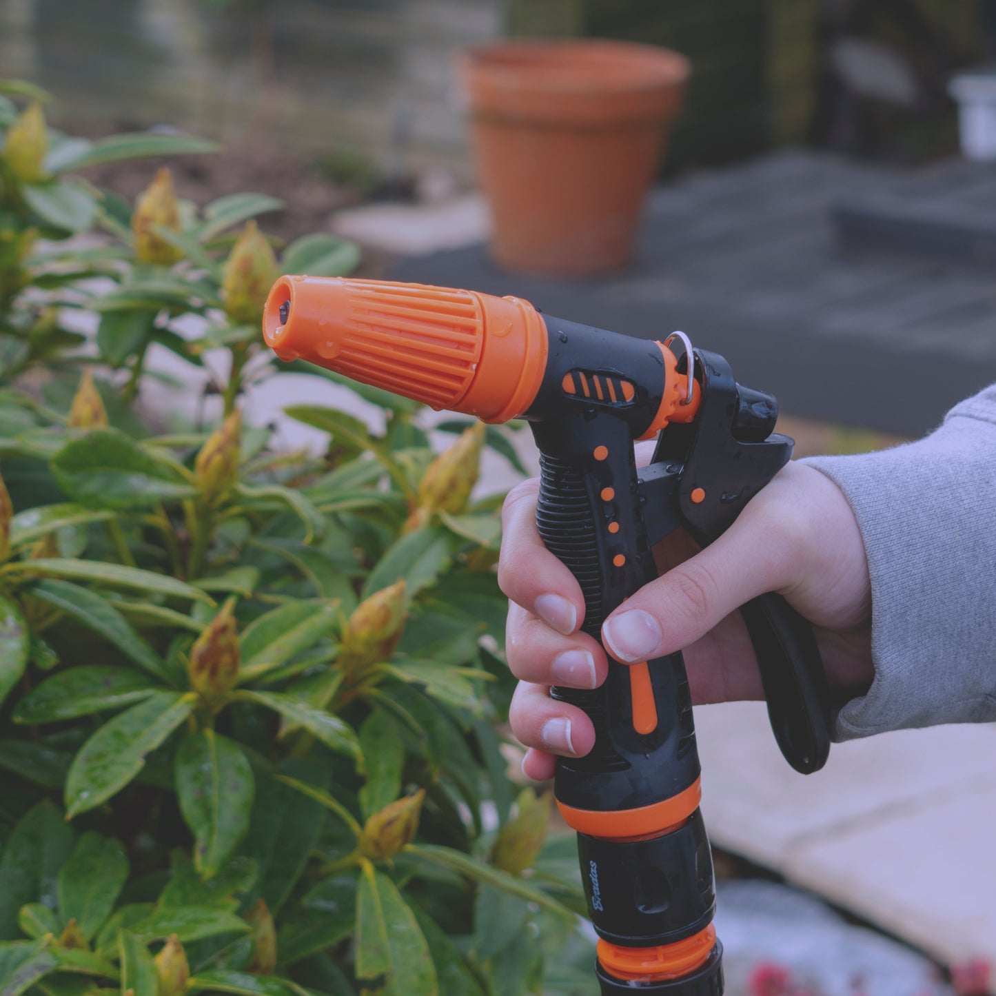 Hose Gun Water Sprayer Single Adjustable Jet (Black/Orange)