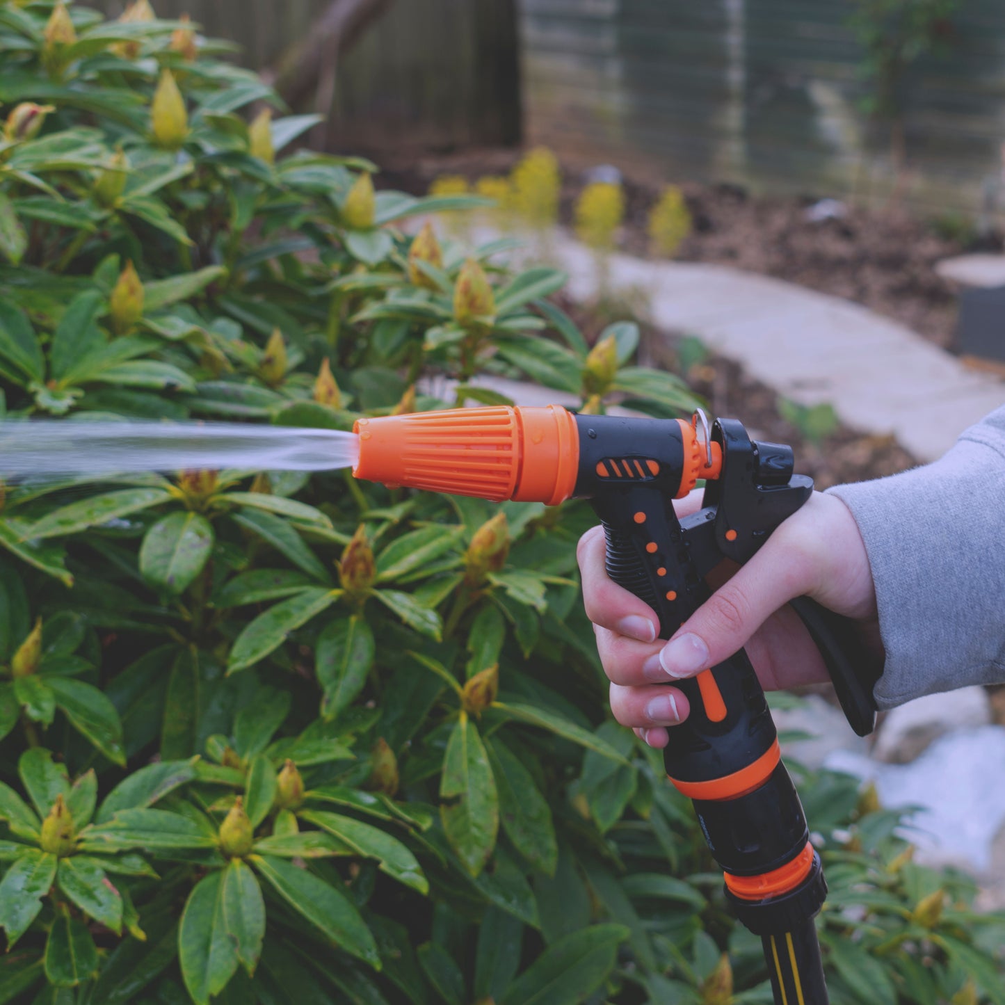 Hose Gun Water Sprayer Single Adjustable Jet (Black/Orange)