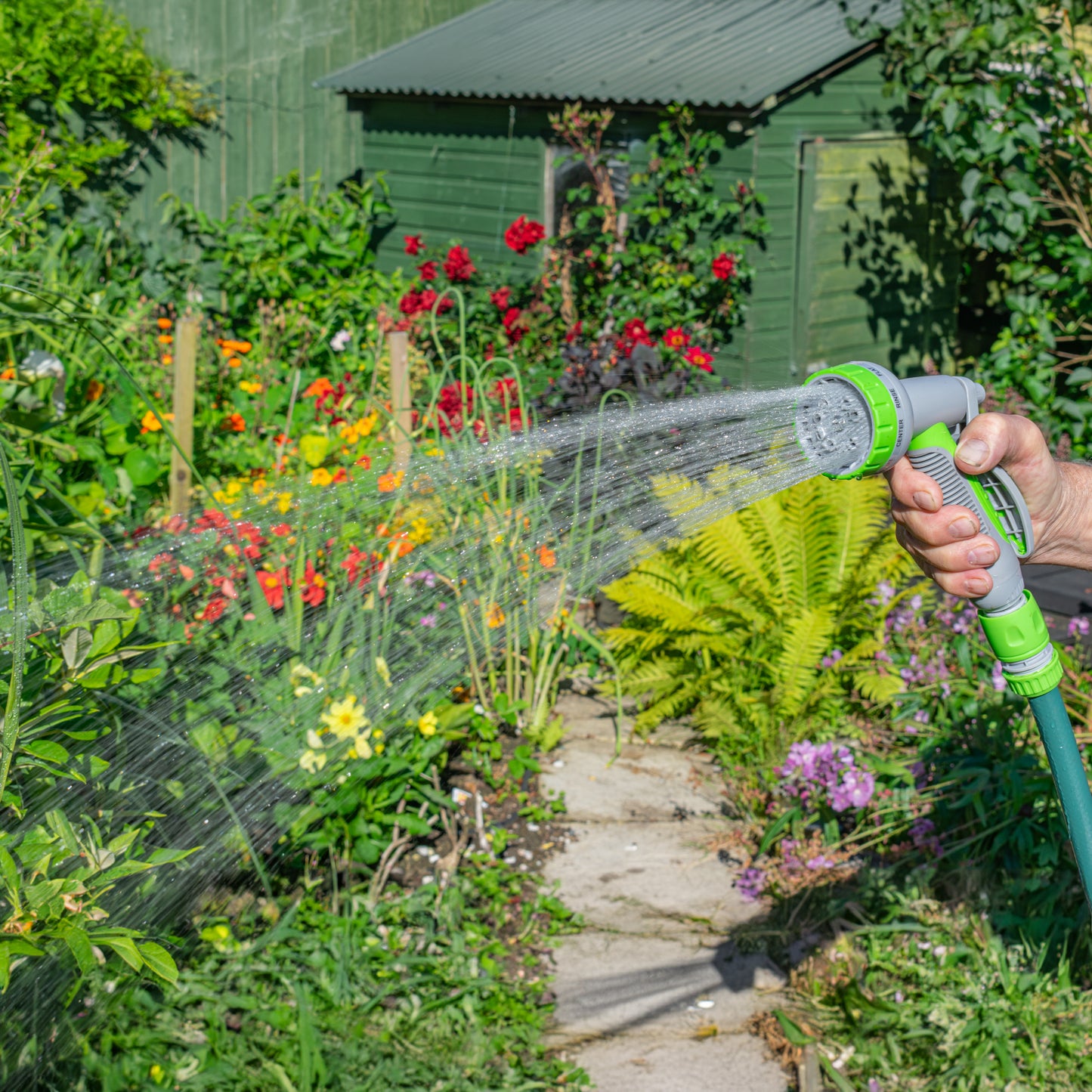 Hose Gun Water Sprayer Multi Pattern Adjustable (Lime/Grey)