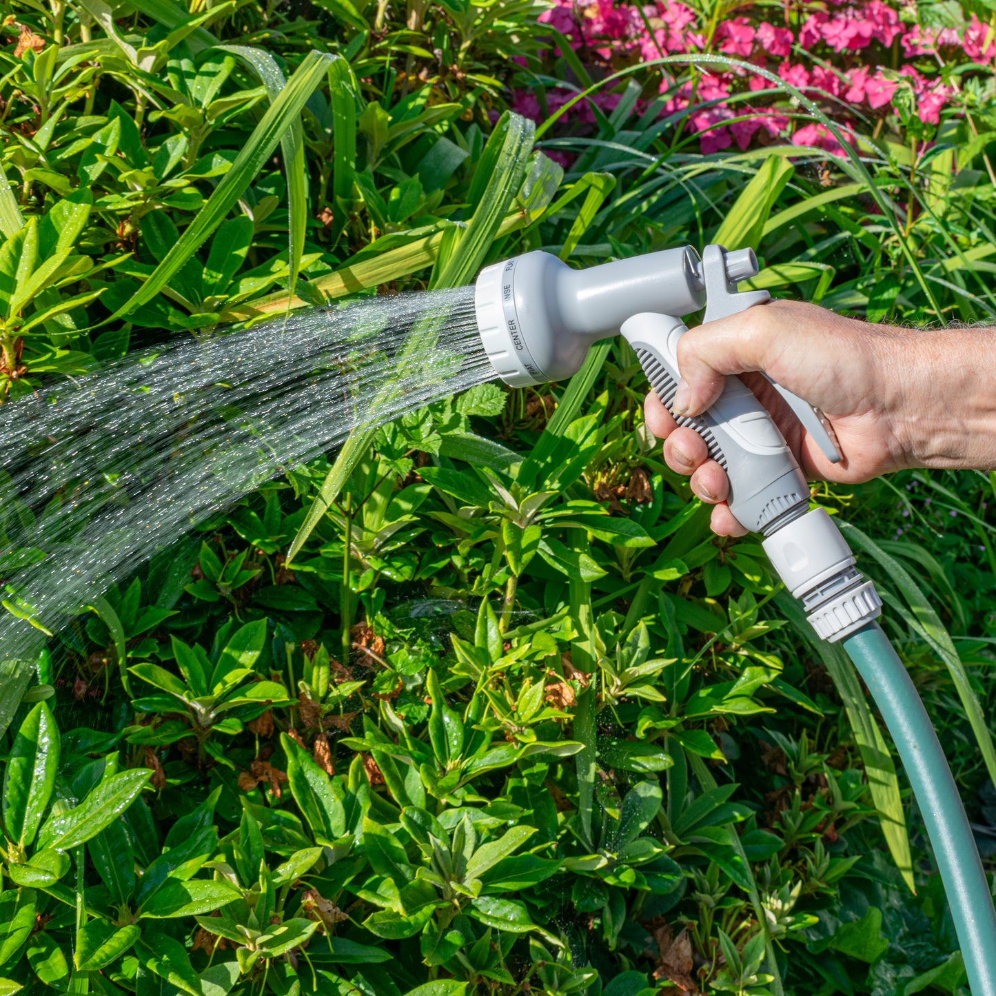 Hose Gun Water Sprayer Multi Pattern Adjustable (White/Grey)