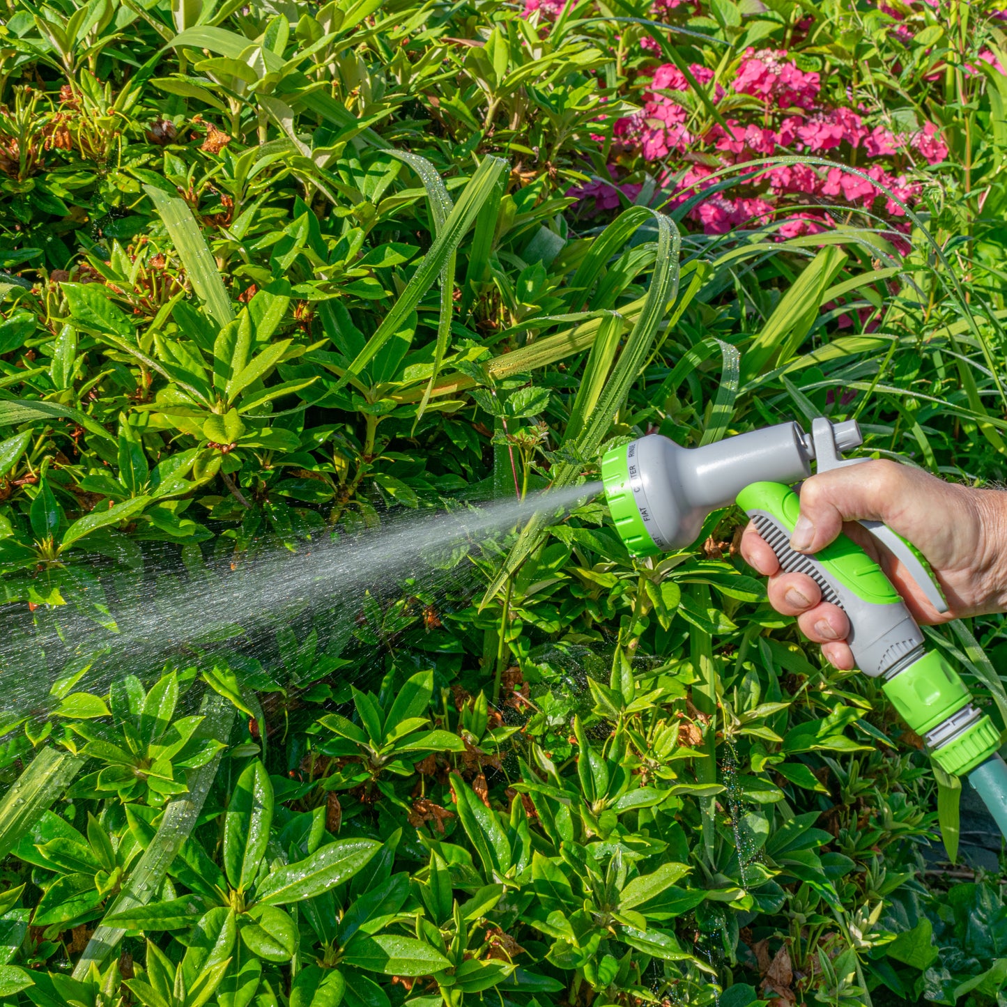 Hose Gun Water Sprayer Multi Pattern Adjustable (Lime/Grey)