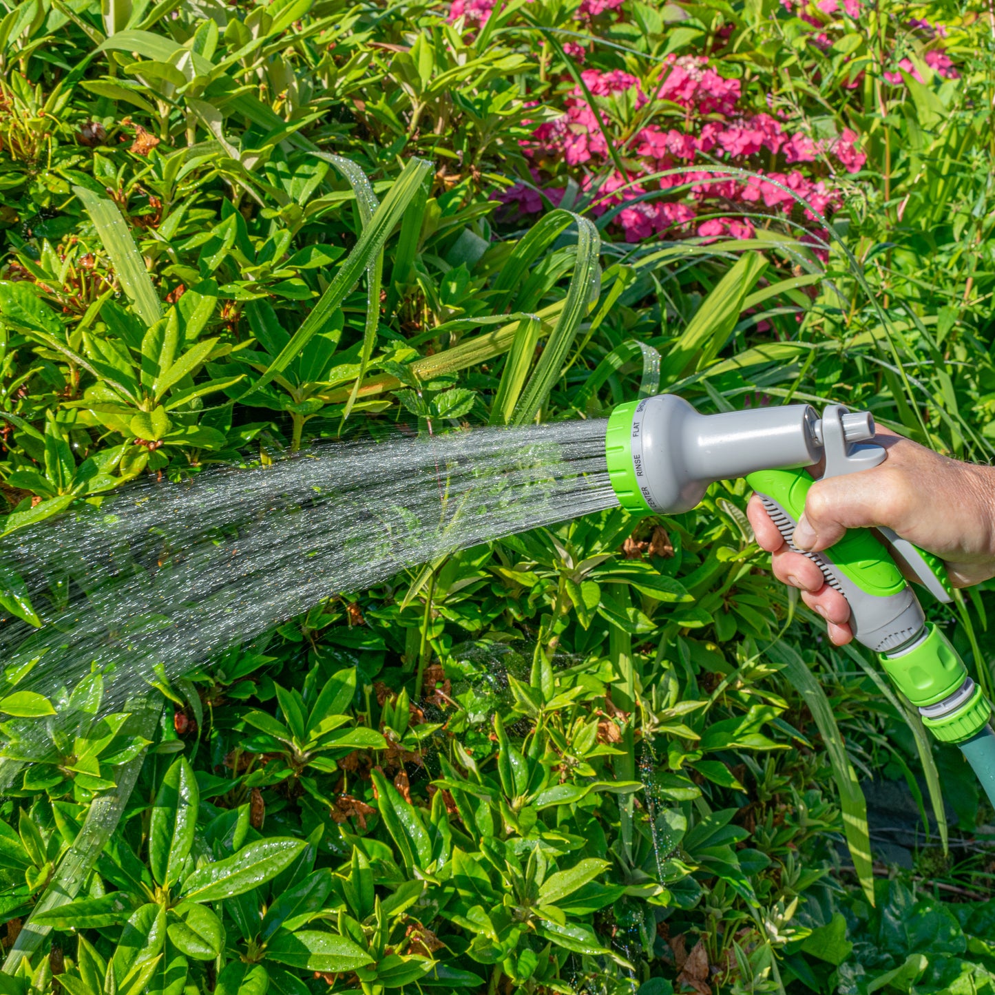 Hose Gun Water Sprayer Multi Pattern Adjustable (Lime/Grey)