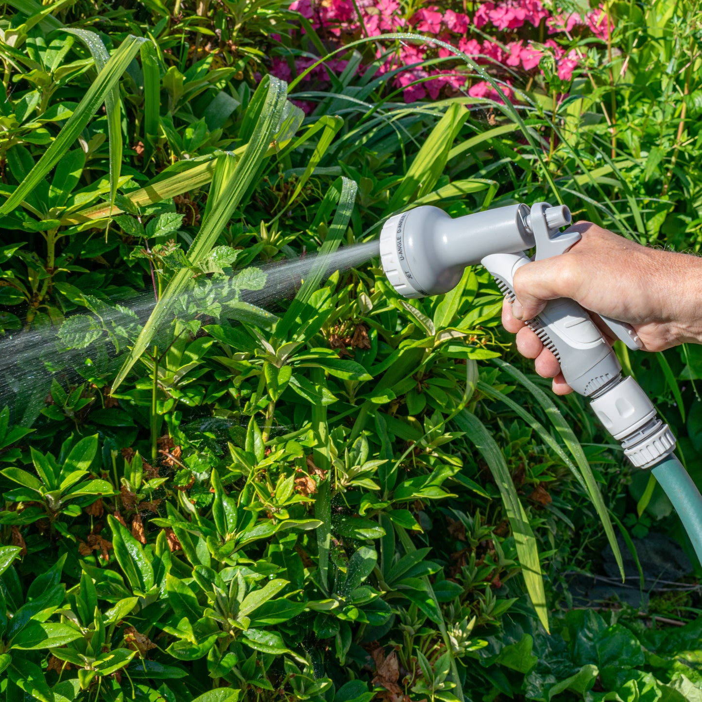 Hose Gun Water Sprayer Multi Pattern Adjustable (White/Grey)