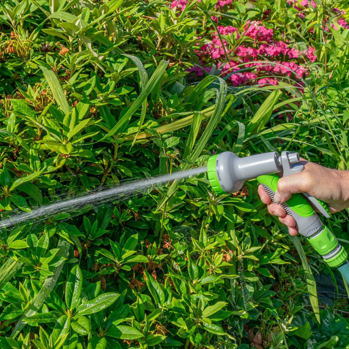 Hose Gun Water Sprayer Multi Pattern Adjustable (Lime/Grey)