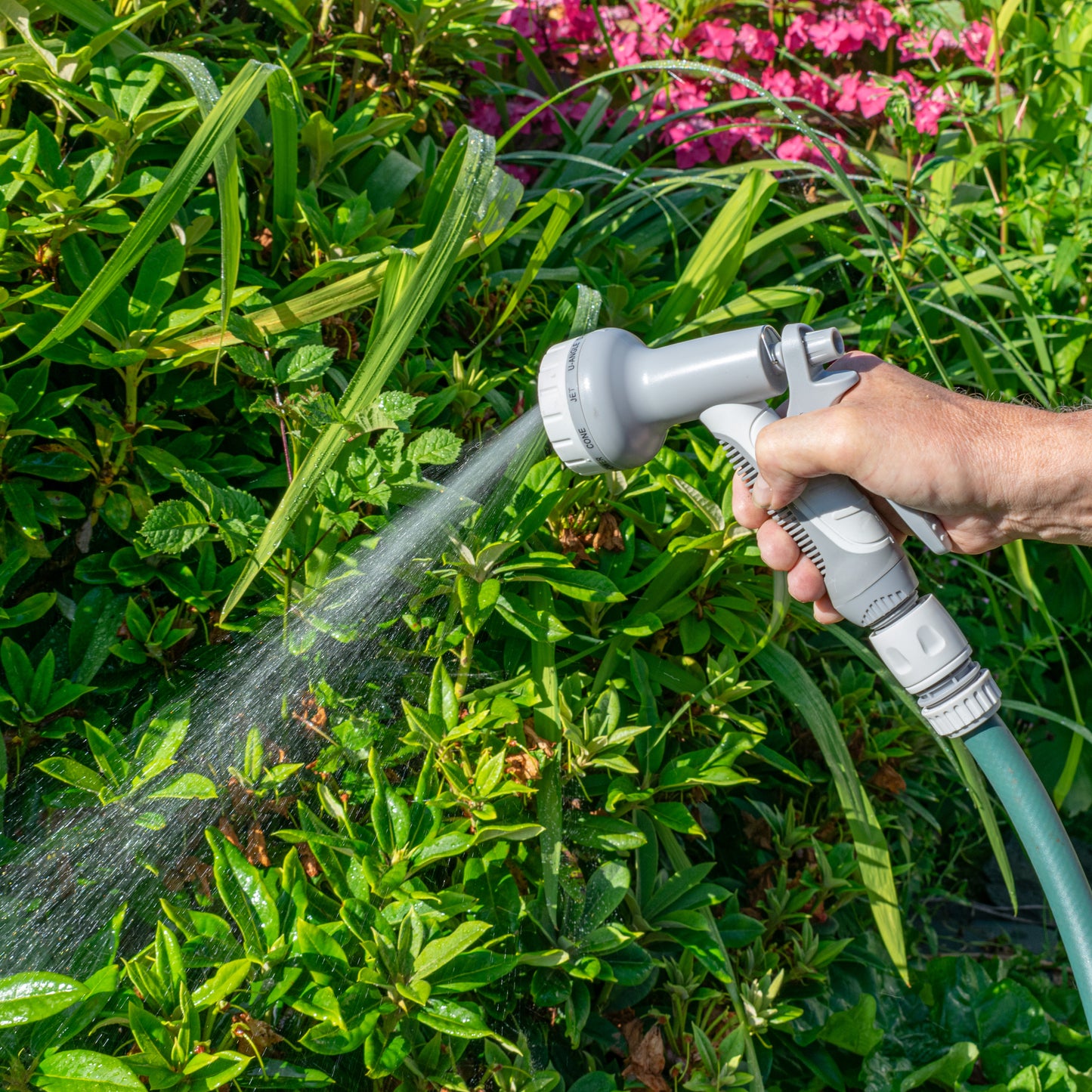 Hose Gun Water Sprayer Multi Pattern Adjustable (White/Grey)