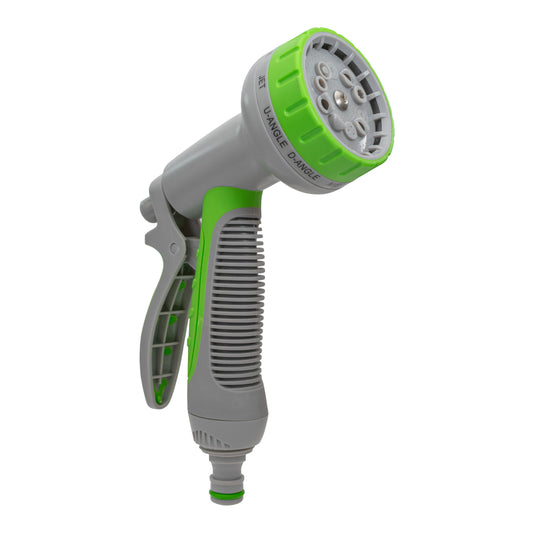 Hose Gun Water Sprayer Multi Pattern Adjustable (Lime/Grey)