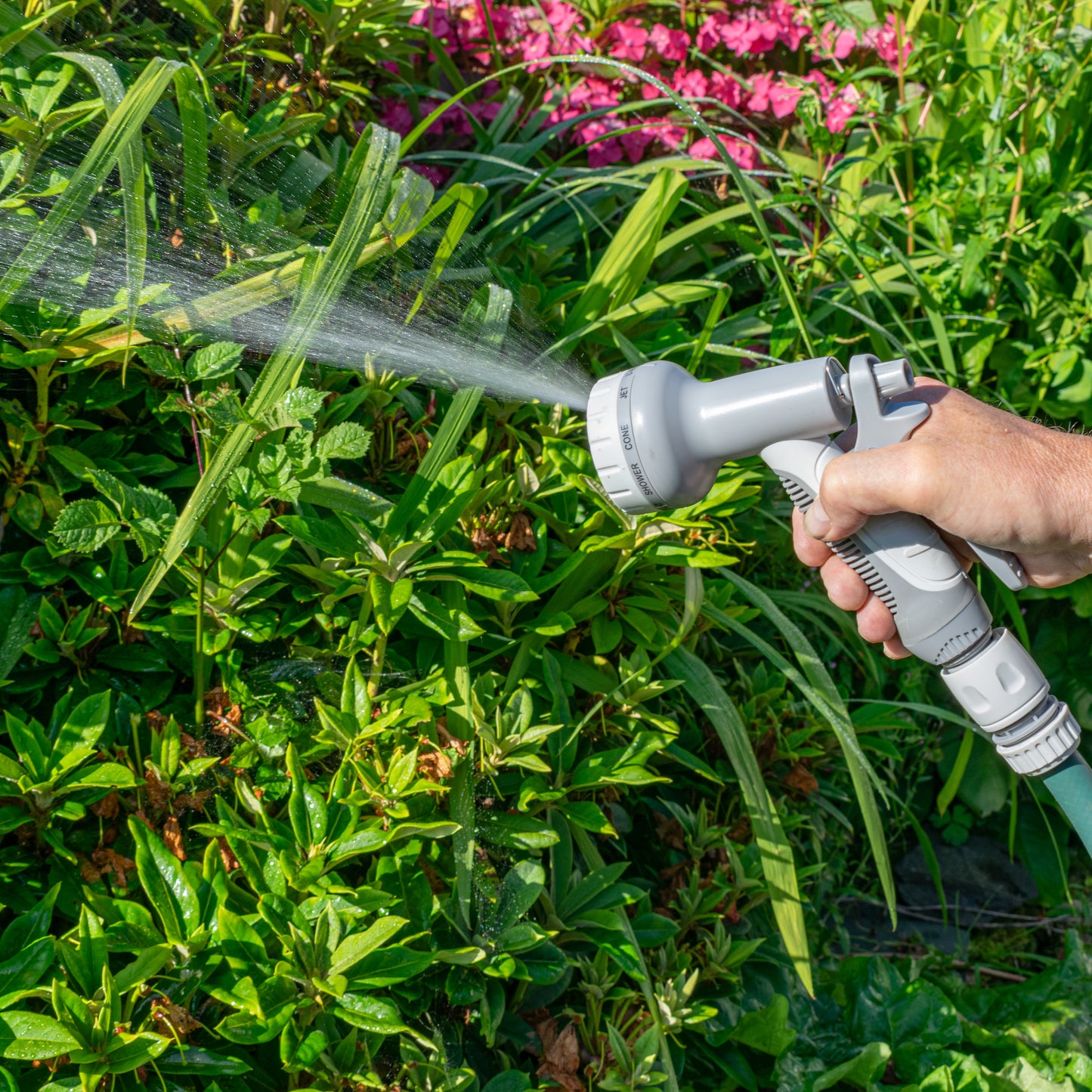 Hose Gun Water Sprayer Multi Pattern Adjustable (White/Grey)