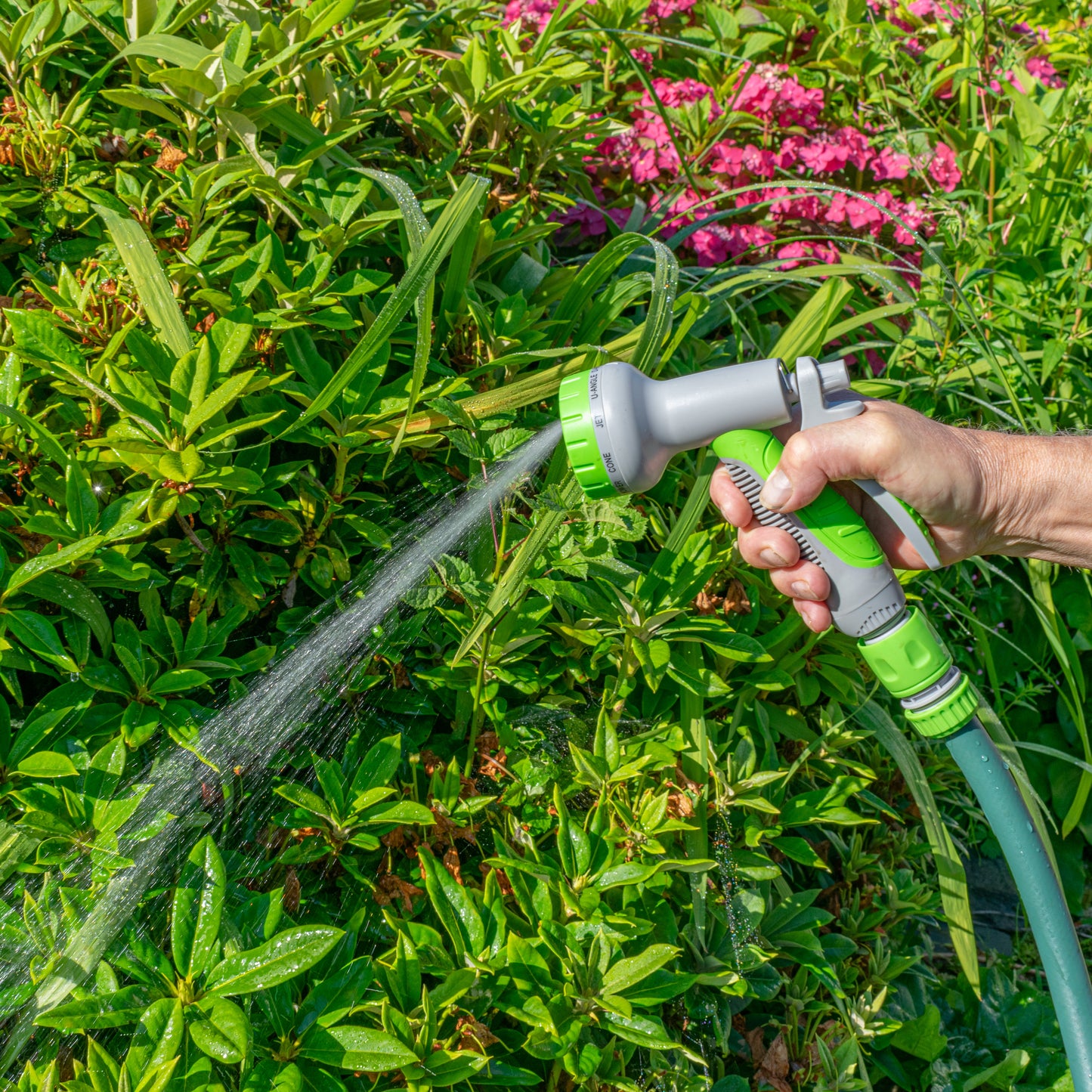 Hose Gun Water Sprayer Multi Pattern Adjustable (Lime/Grey)