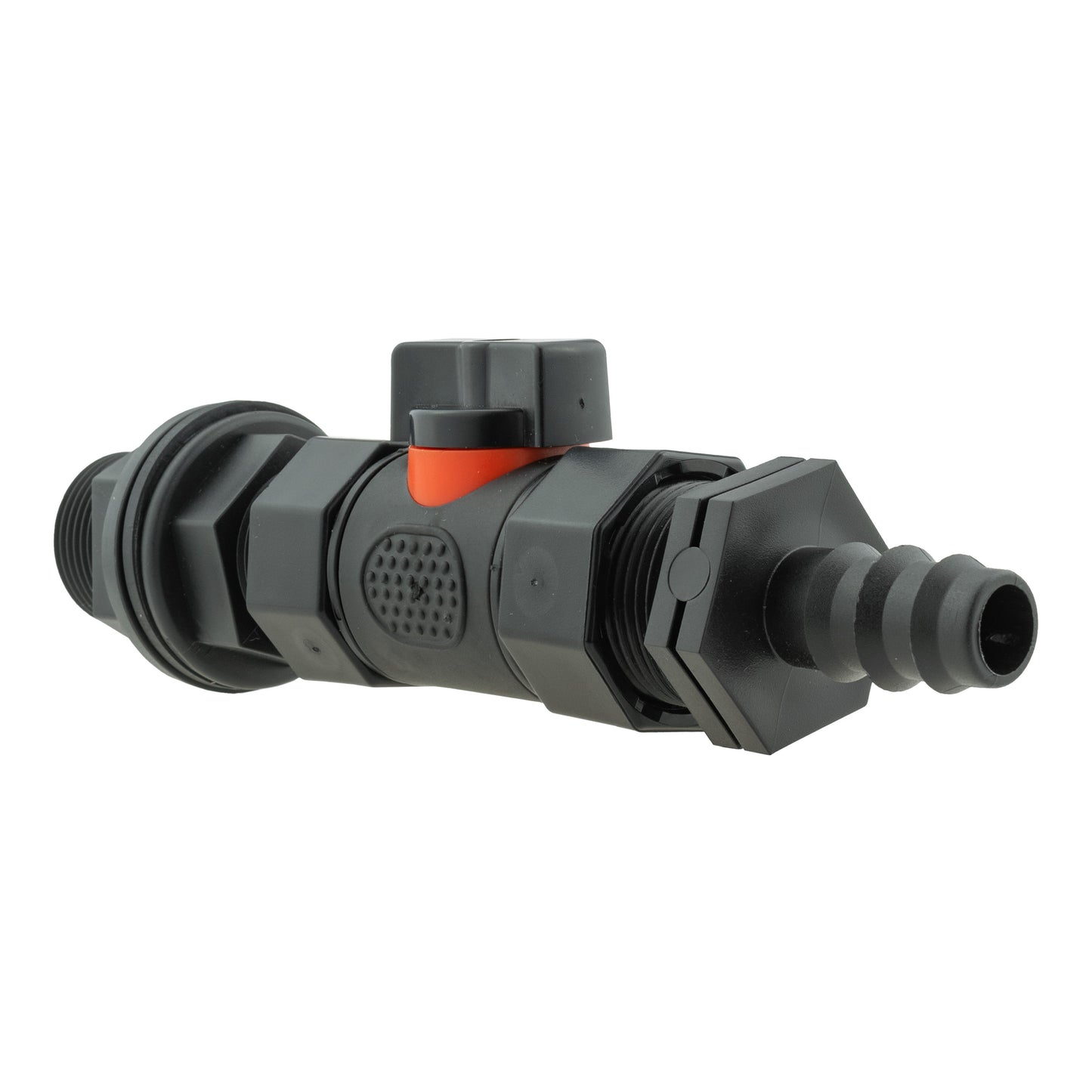 Water Butt Connector 3/4" BSP with Valve and 16mm Barbed Straight