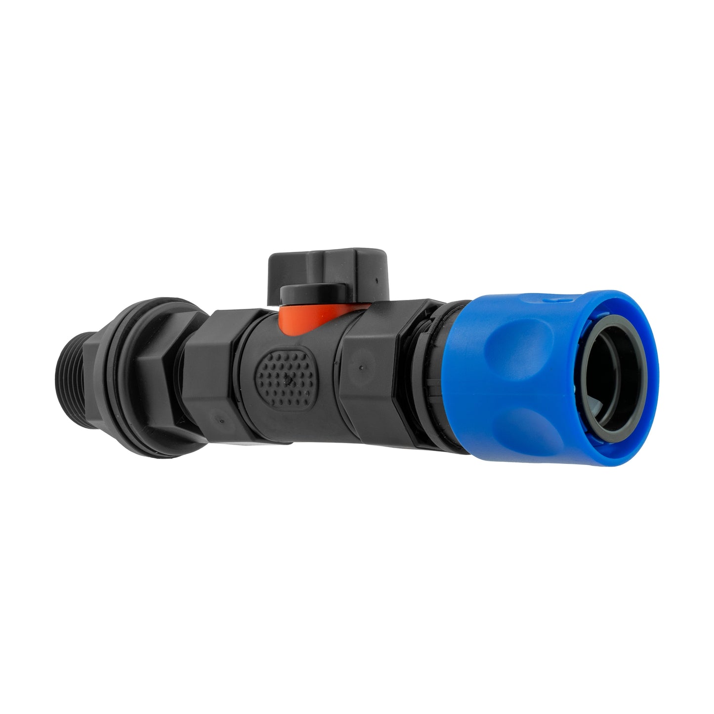 Water Butt Connector 3/4" BSP with Valve and Click-Lock Connector Blue