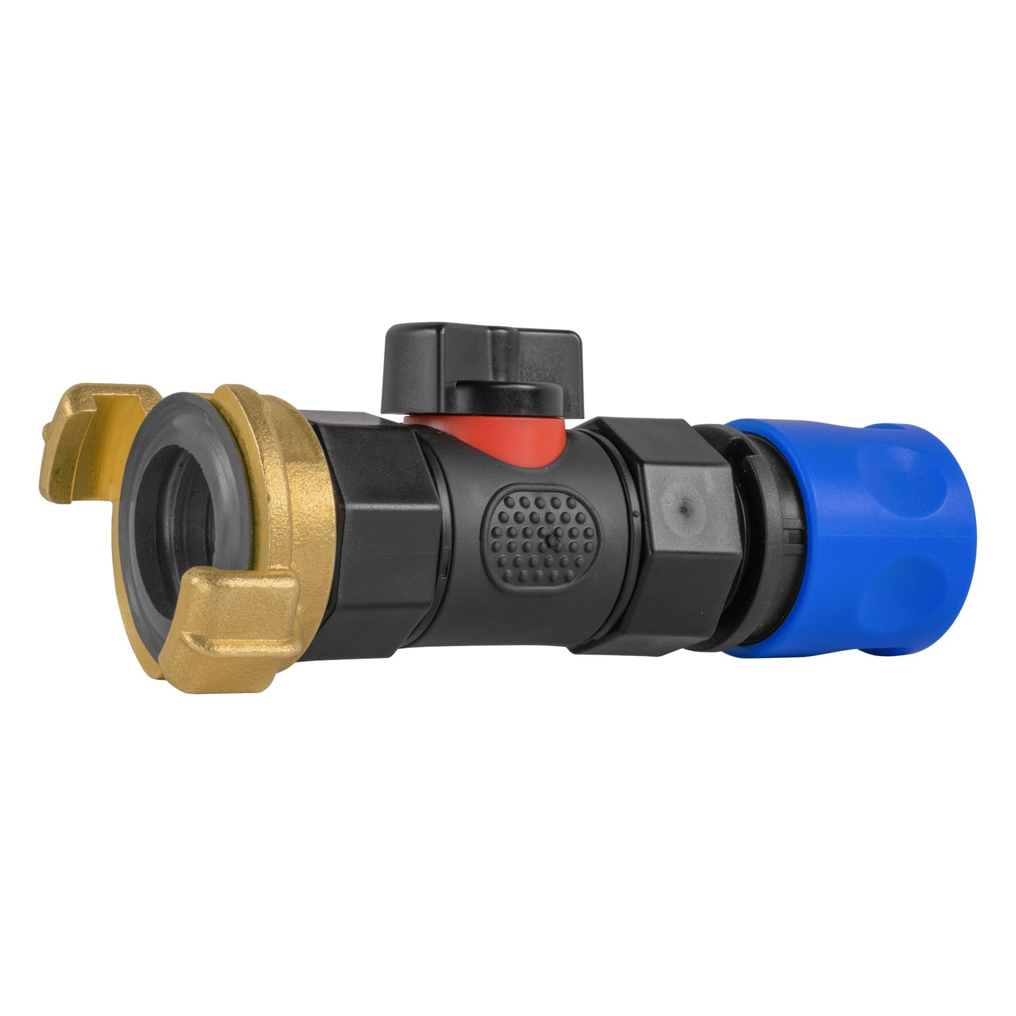 Hose Connector Blue with In-Line Valve and Geka Type Connector