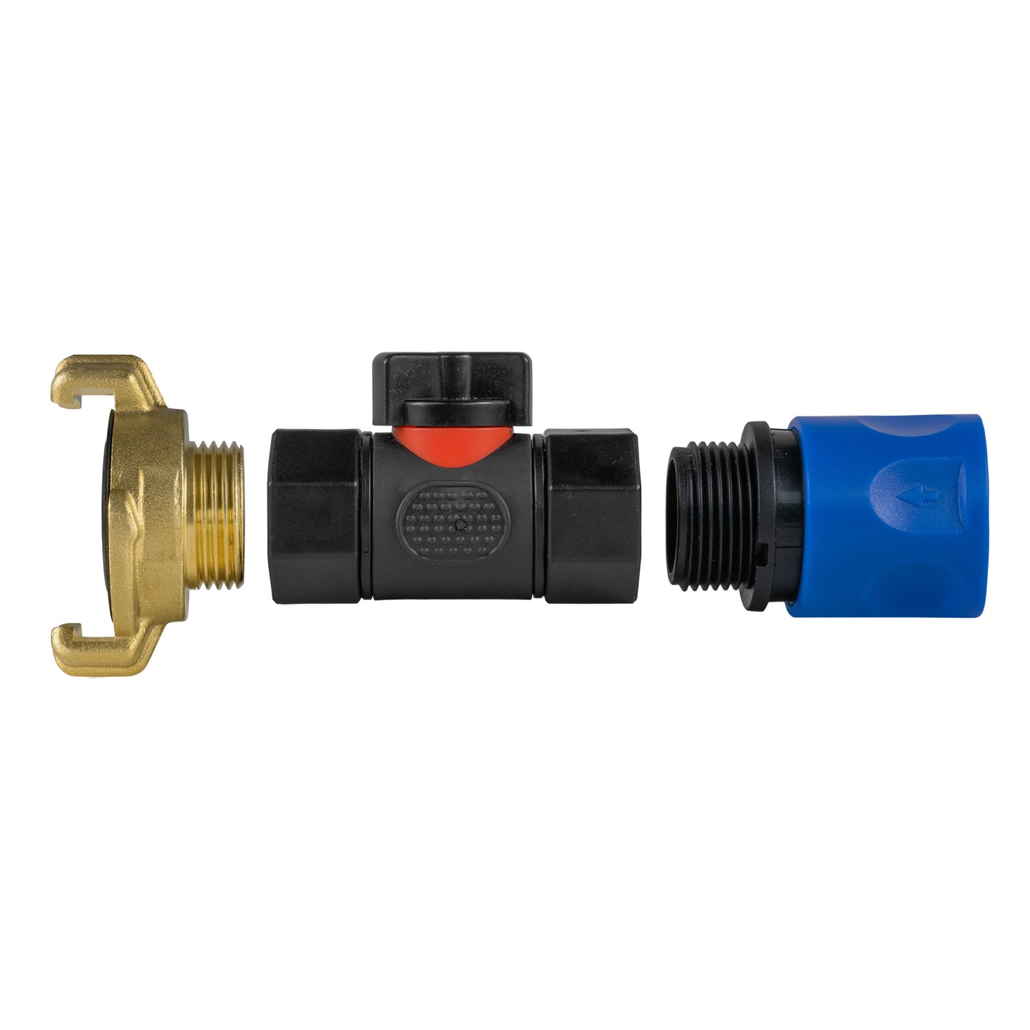 Hose Connector Blue with In-Line Valve and Geka Type Connector