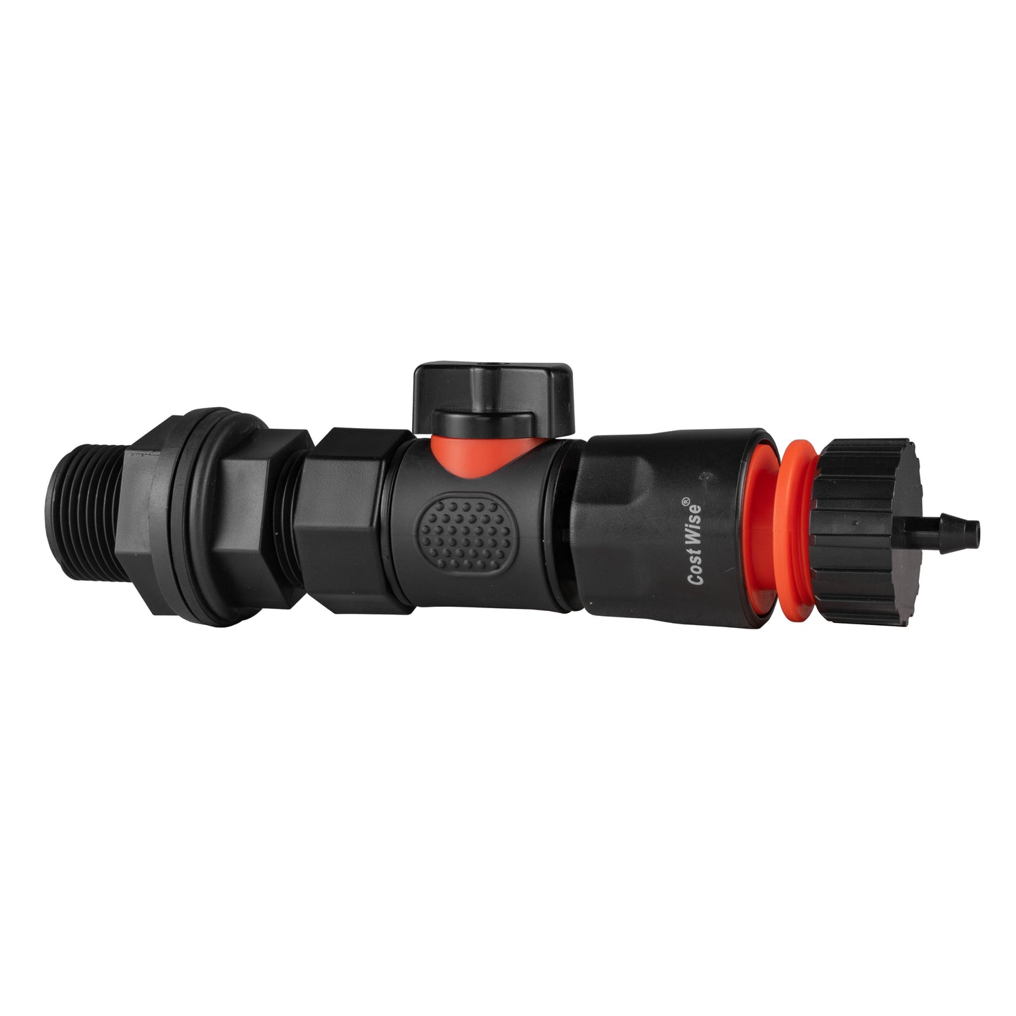 Water Butt Connector 3/4" BSP with Valve & Hose Connector 4mm Barb