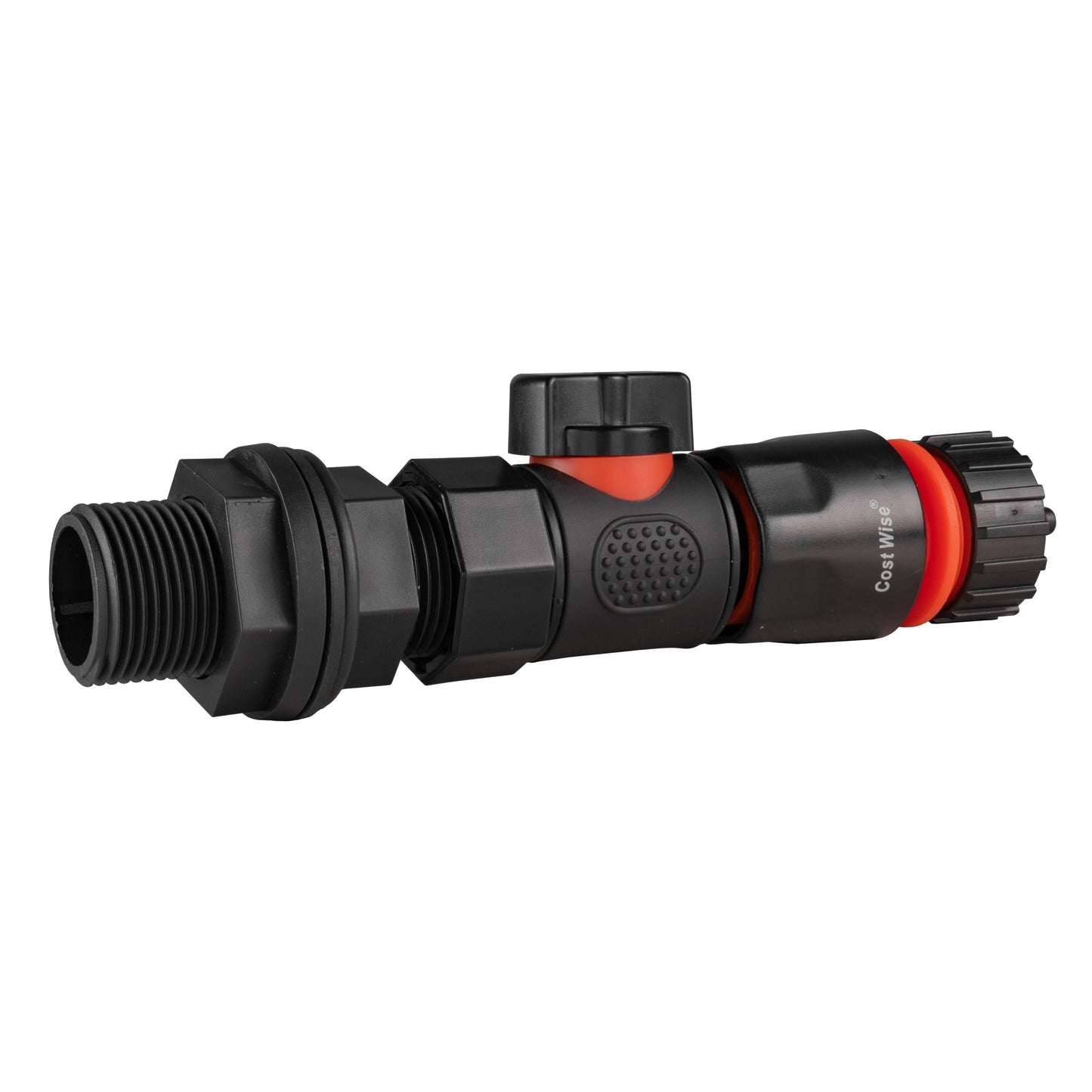 Water Butt Connector 3/4" BSP with Valve & Hose Connector 4mm Barb