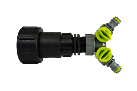 IBC 2" S60X6 Extender Adaptor with BSP Threaded Fitting and Two-Way Splitter