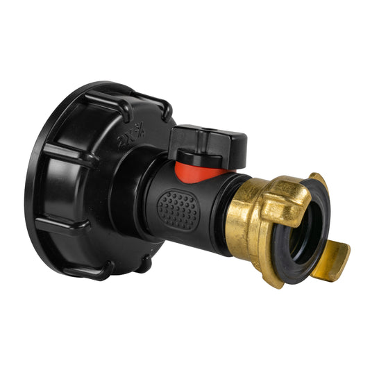 IBC 2" S60X6 Cap with In-Line Valve and Geka Type Fitting