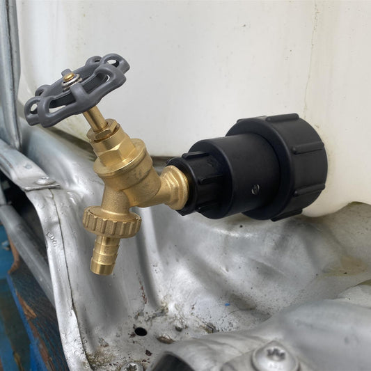 IBC 2" S60X6 Extender Adaptor with Brass Bib Round Handle Tap 1/2" Barb