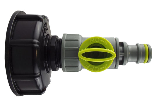 IBC 2" S60X6 Cap with Click Lock Quick Connect Valve Lime