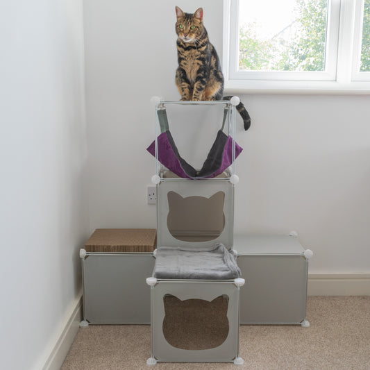 Kitty Cubby Cat Cube Play Tower (Medium Grey)