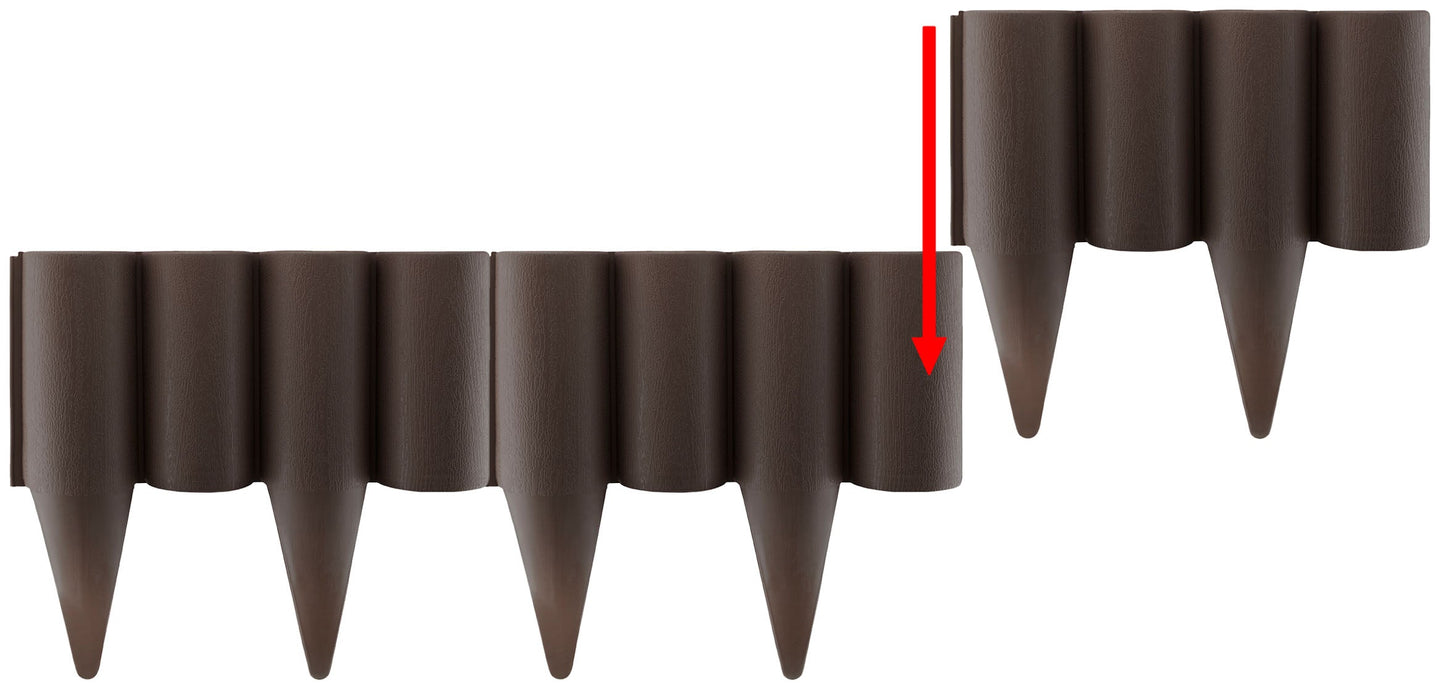 Lawn Edging, 2.5 Metres Box Plastic Palisade Wood Effect (Brown)