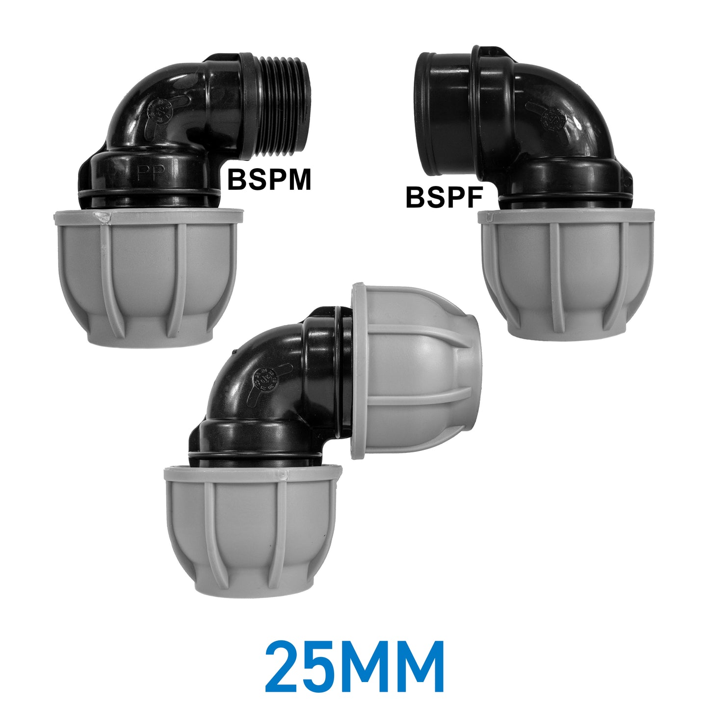 25mm MDPE Pipe Elbow Compression Fittings