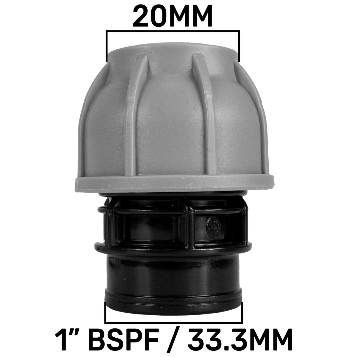 1″ BSP Water Butt Fitting with 20mm MDPE Compression Adapter