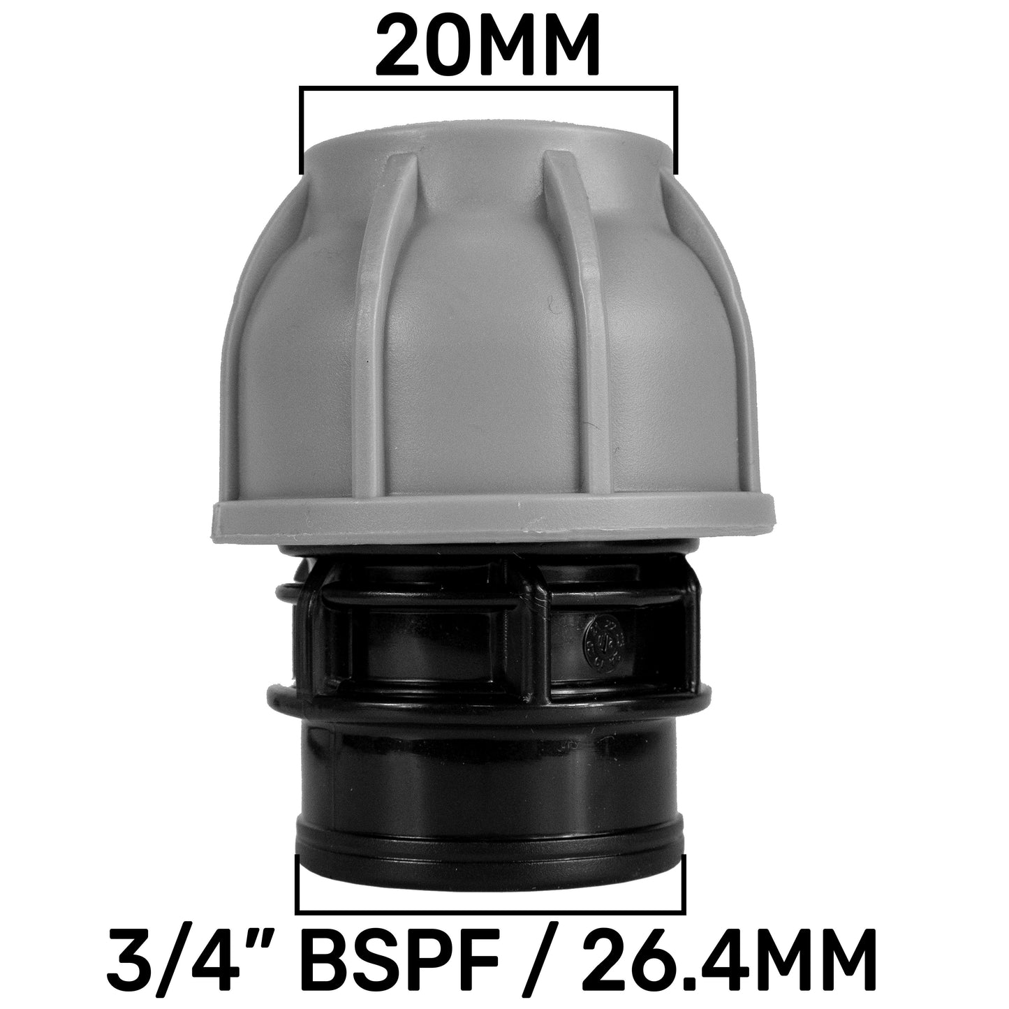 IBC 2" S60X6 Cap with In-Line Valve and MDPE Straight 20mm