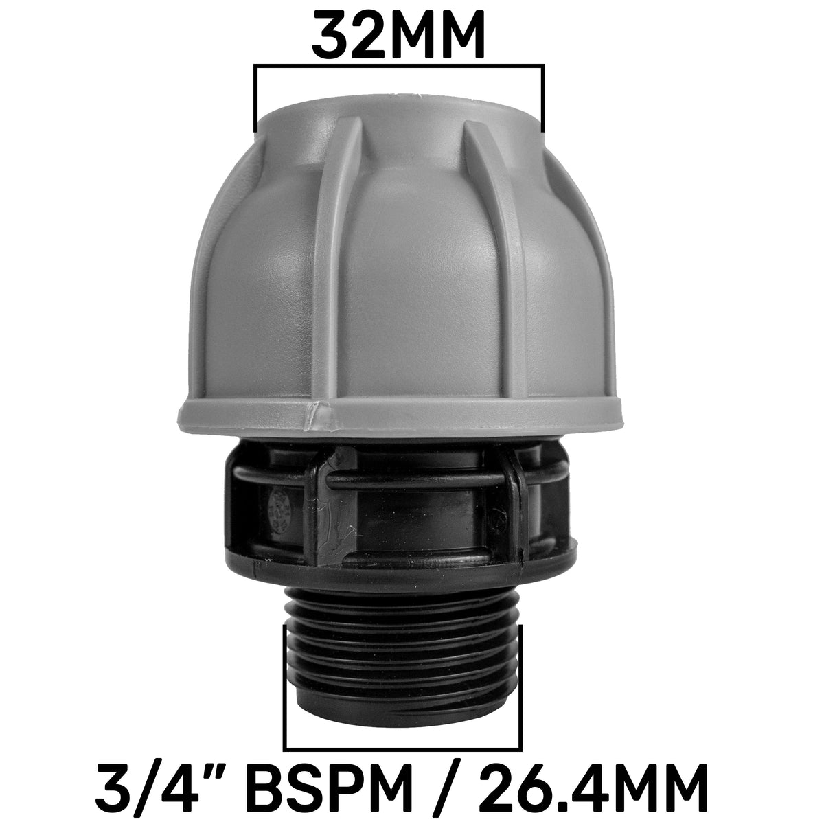 ¾″ BSP Water Butt Kit – Full-Flow PP Valve & 32mm MDPE
