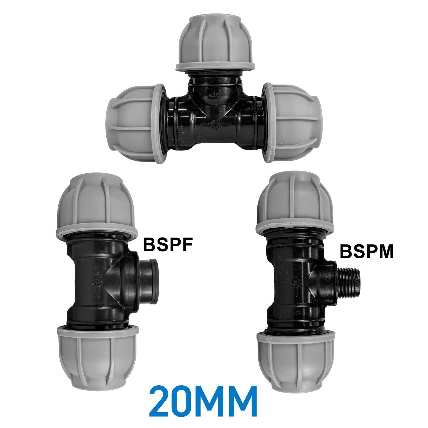 20mm MDPE Pipe Tee Compression Fittings
